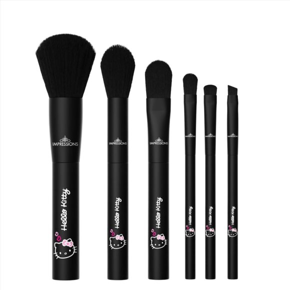 Hello Kitty  6-Pc Vegan Cruelty-Free Makeup Brush Set "Just Slay" New In Box - Picture 2 of 7